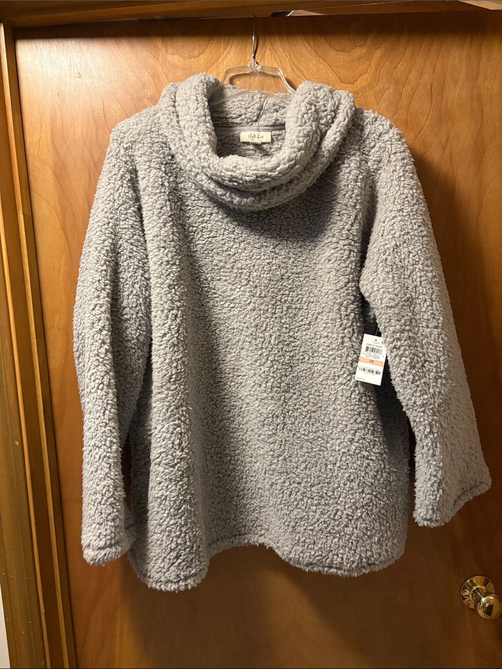 Style & Co women’s 2X NWT Soft Plush Cowl Neck top sweater sweatshirt Gray